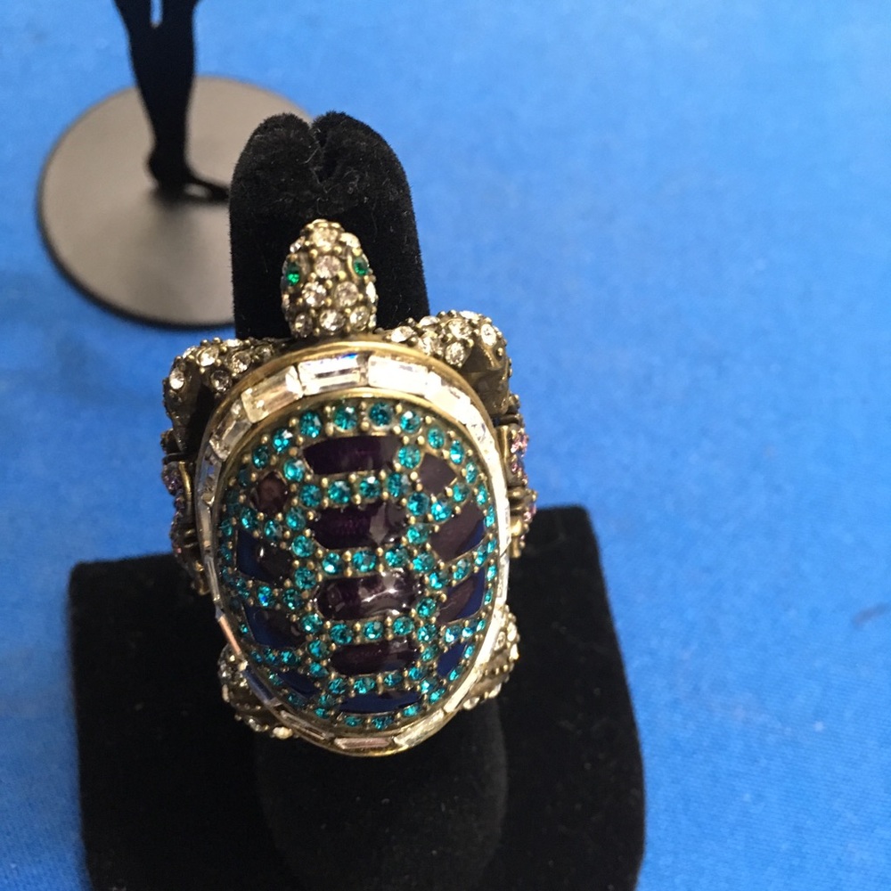 Adrienne Swarovski Enamel Turtle Ring Size 7